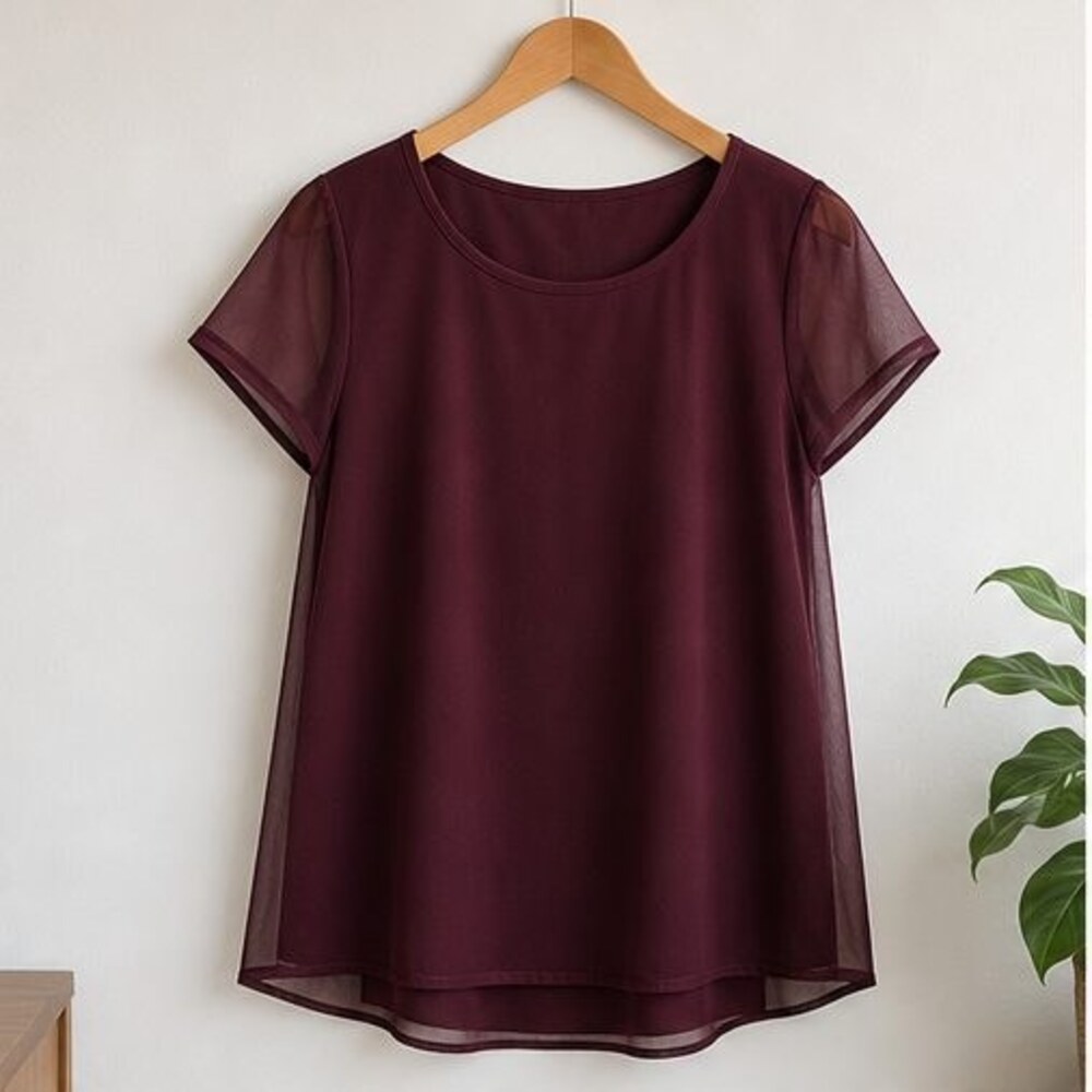 Burgundy V Neck Top
